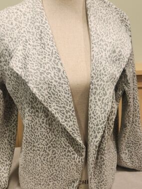 NIC+ZOE Leo Leopard Print Open Front Knit Jacket Large